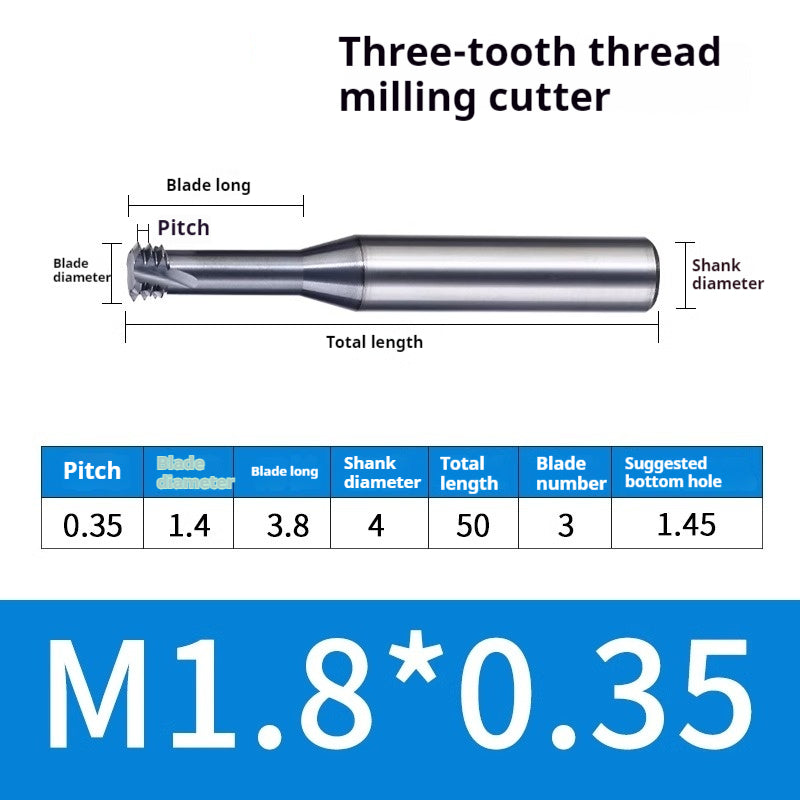 2034-65° three-tooth thread milling cutter, tungsten steel alloy end mill, tooth milling cutter, three-edged coating, M2M3M4M6 CNC cutter Shandong Denso Pricision Tools Co.,Ltd.